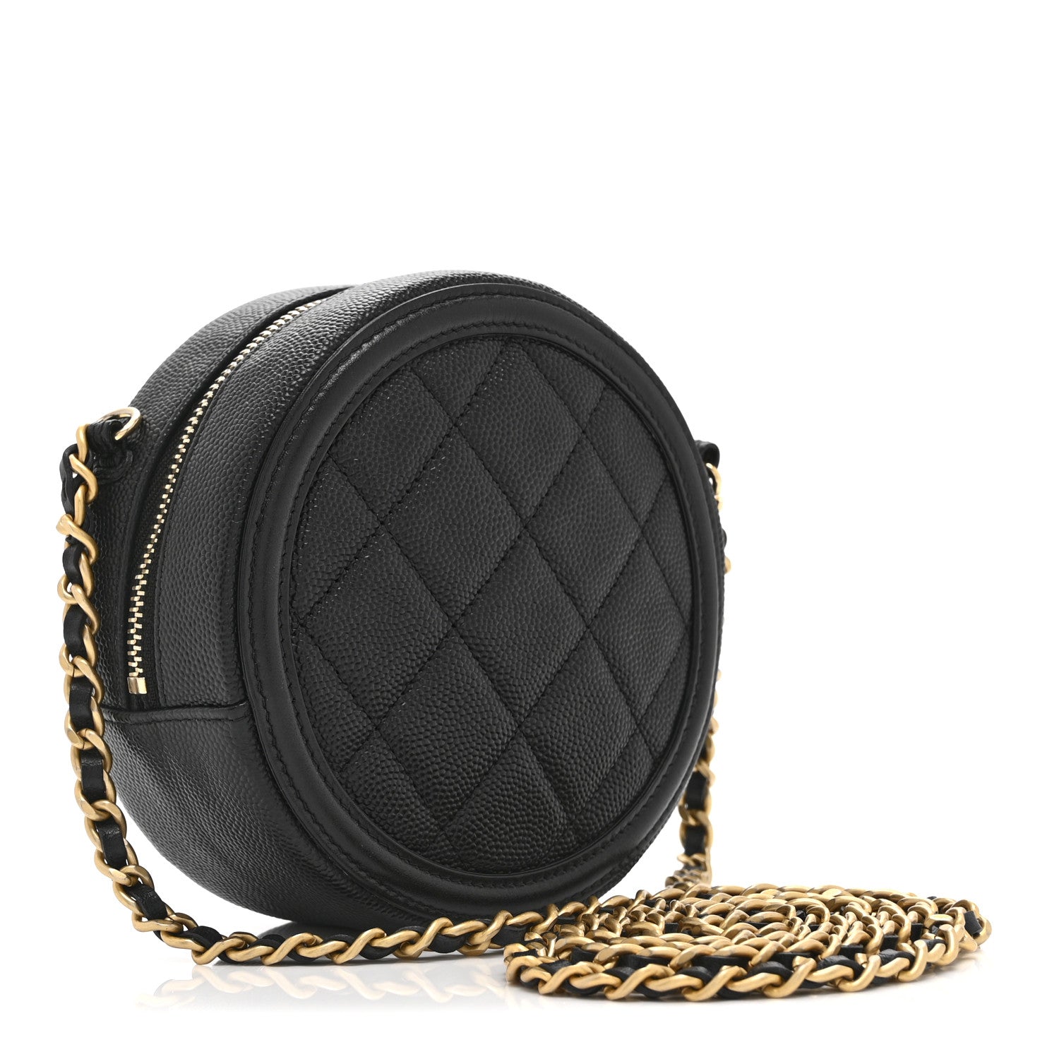 Chanel Caviar Quilted Round Filigree Crossbody Black