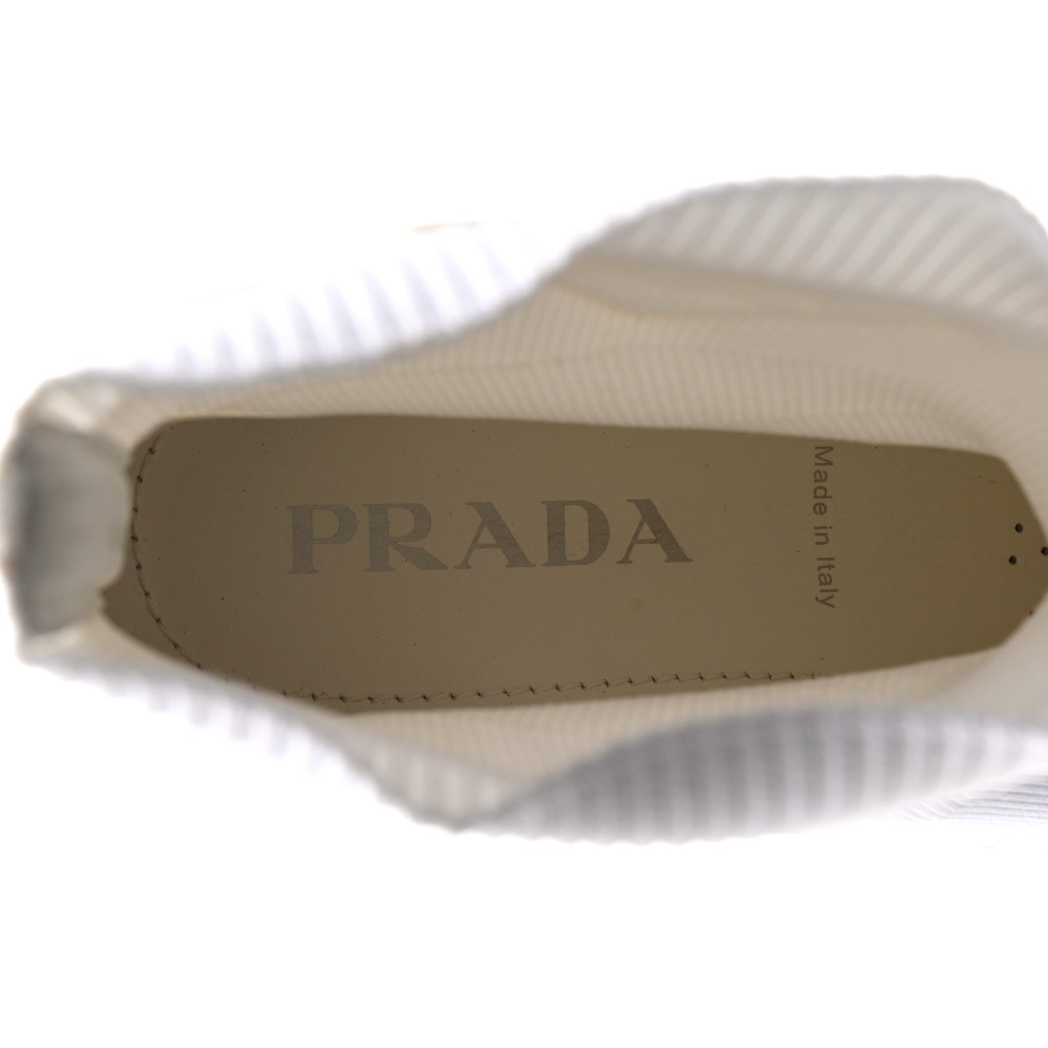 Prada Knit Rubber Triangle Logo Monolith 55mm Ankle Boots 38 Bianco