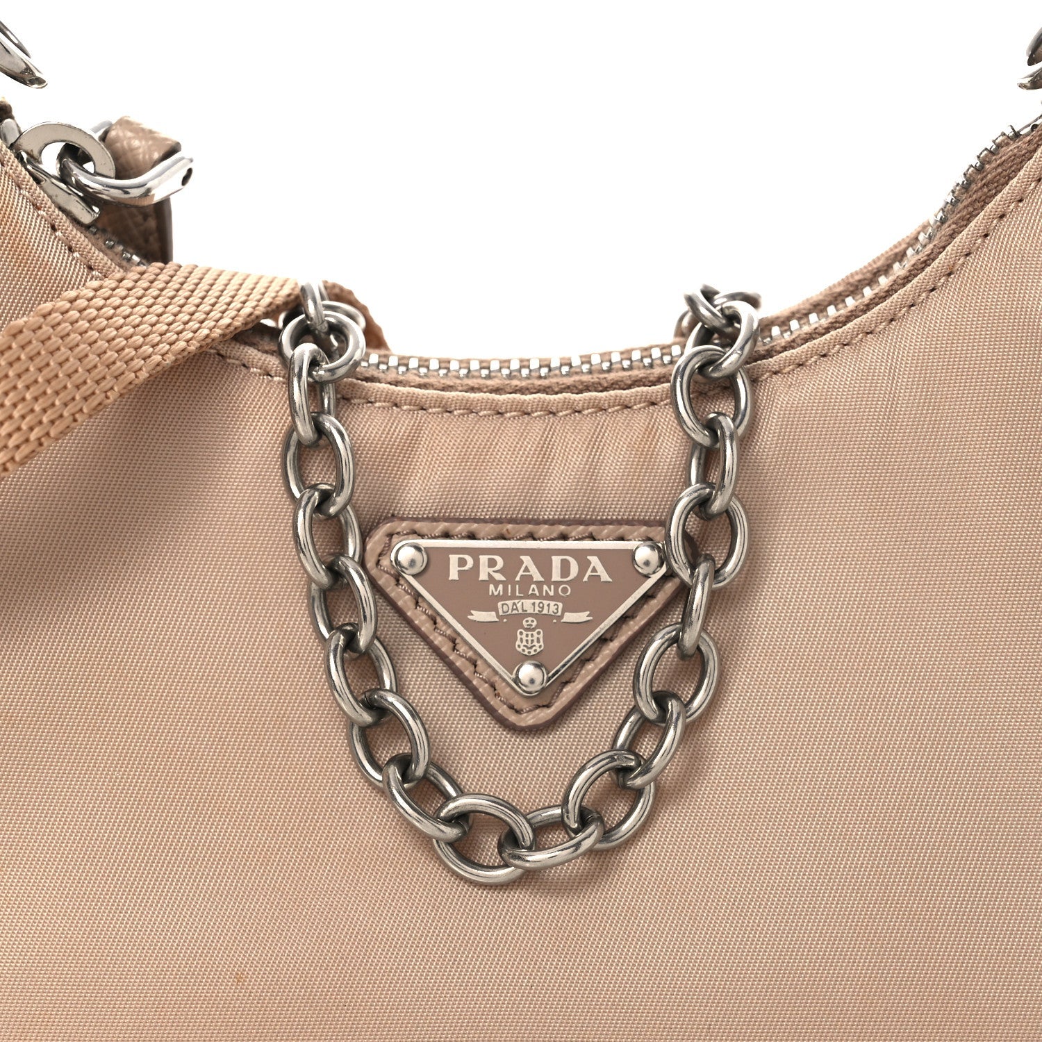 Prada Tessuto Nylon Saffiano Mini Re-Edition 2000 Shoulder Bag Cammeo
