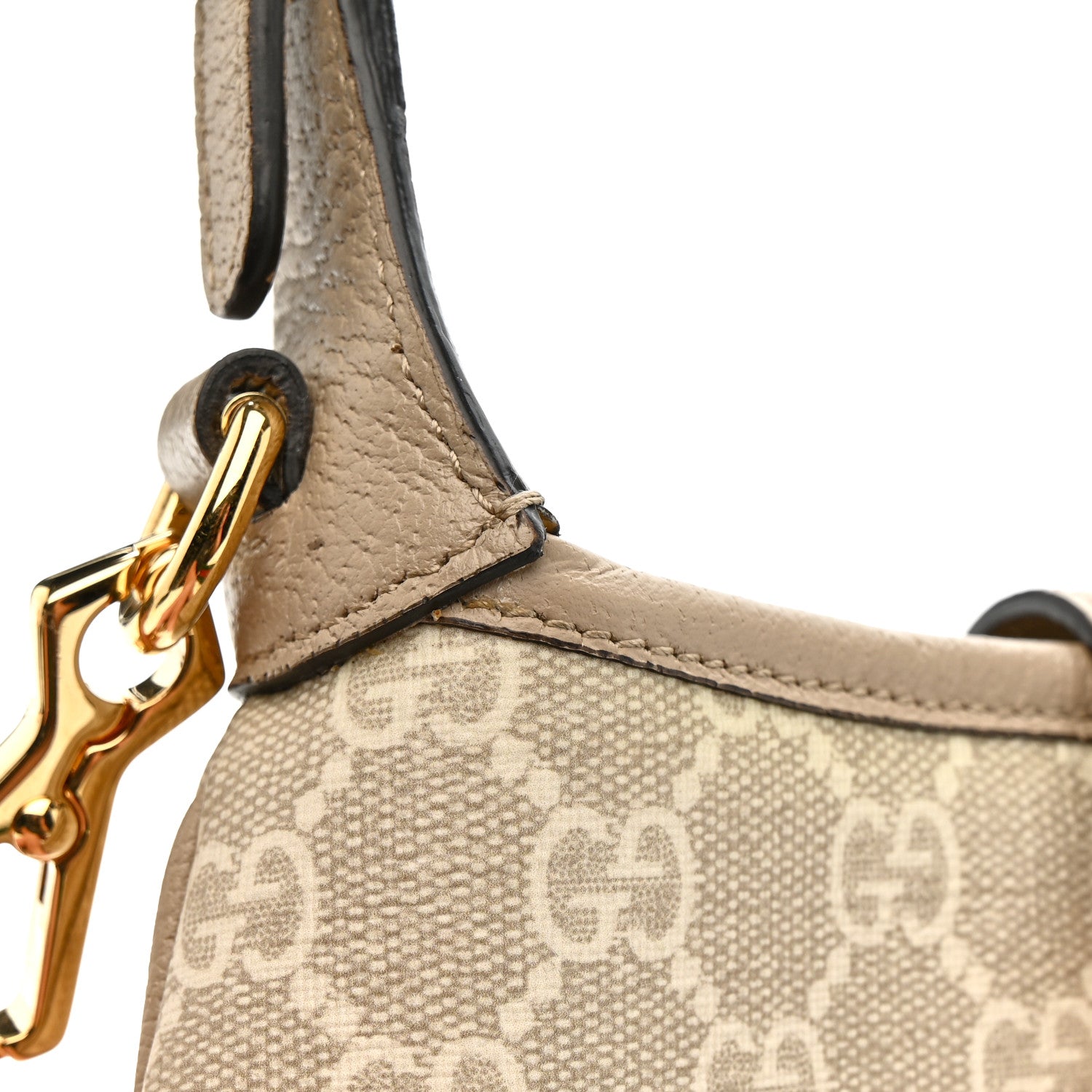 Gucci GG Supreme Monogram Textured Dollar Calfskin Mini Jackie 1961 Hobo Beige Mystic White Oatmeal