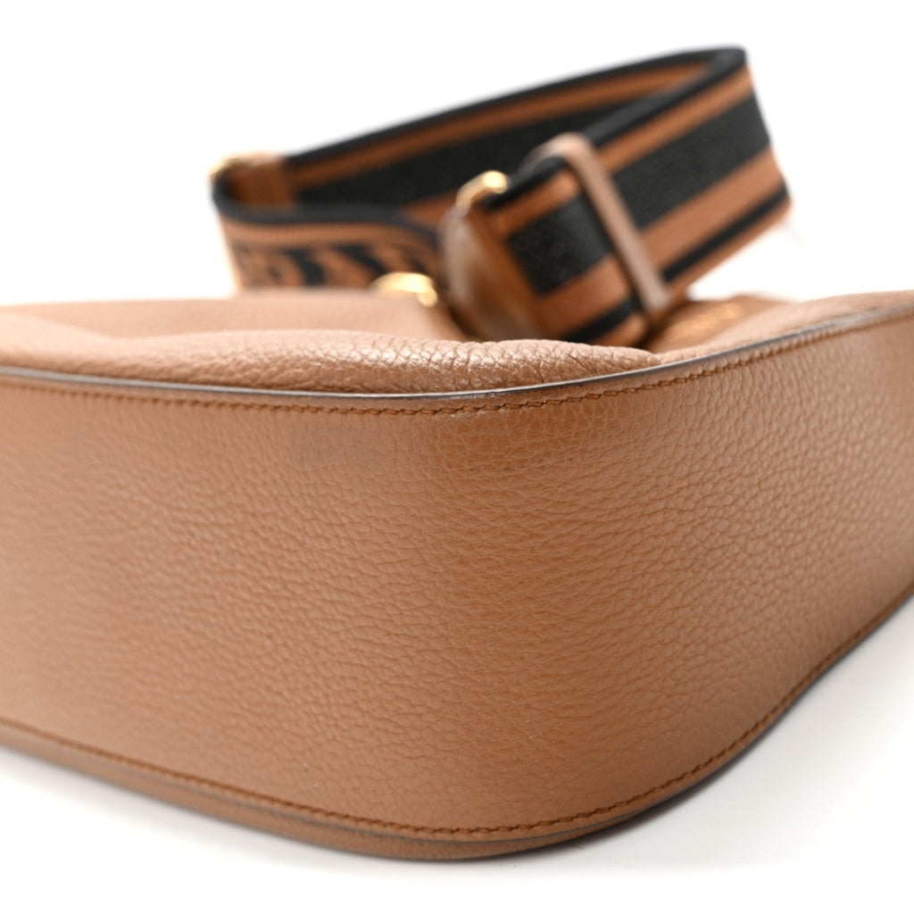 Prada Vitello Daino Soft Zippered Hobo Shoulder Bag Caramel