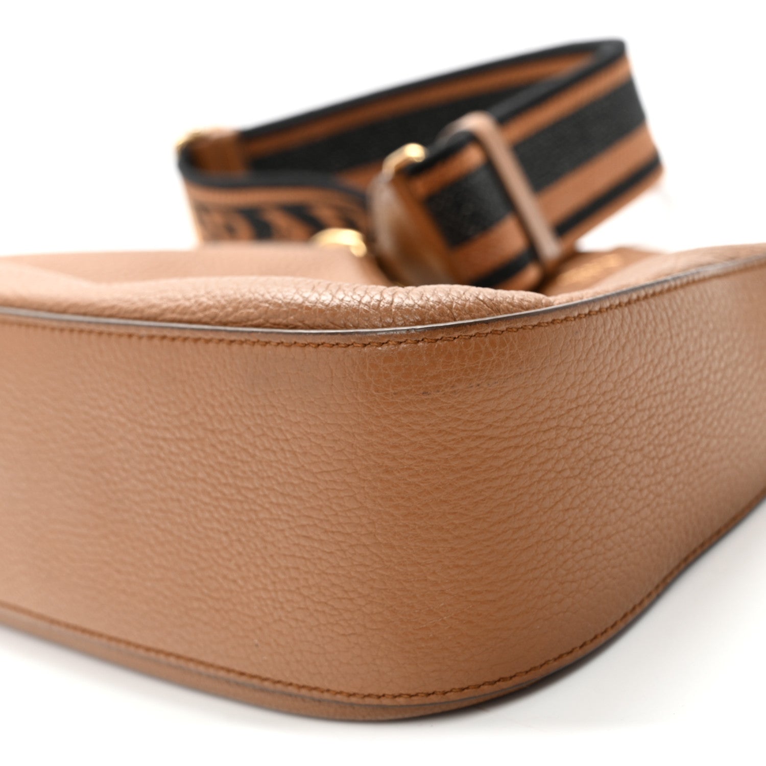 Prada Vitello Daino Soft Zippered Hobo Shoulder Bag Caramel