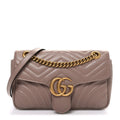 Gucci Calfskin Matelasse Small GG Marmont Shoulder Bag Porcelain Rose