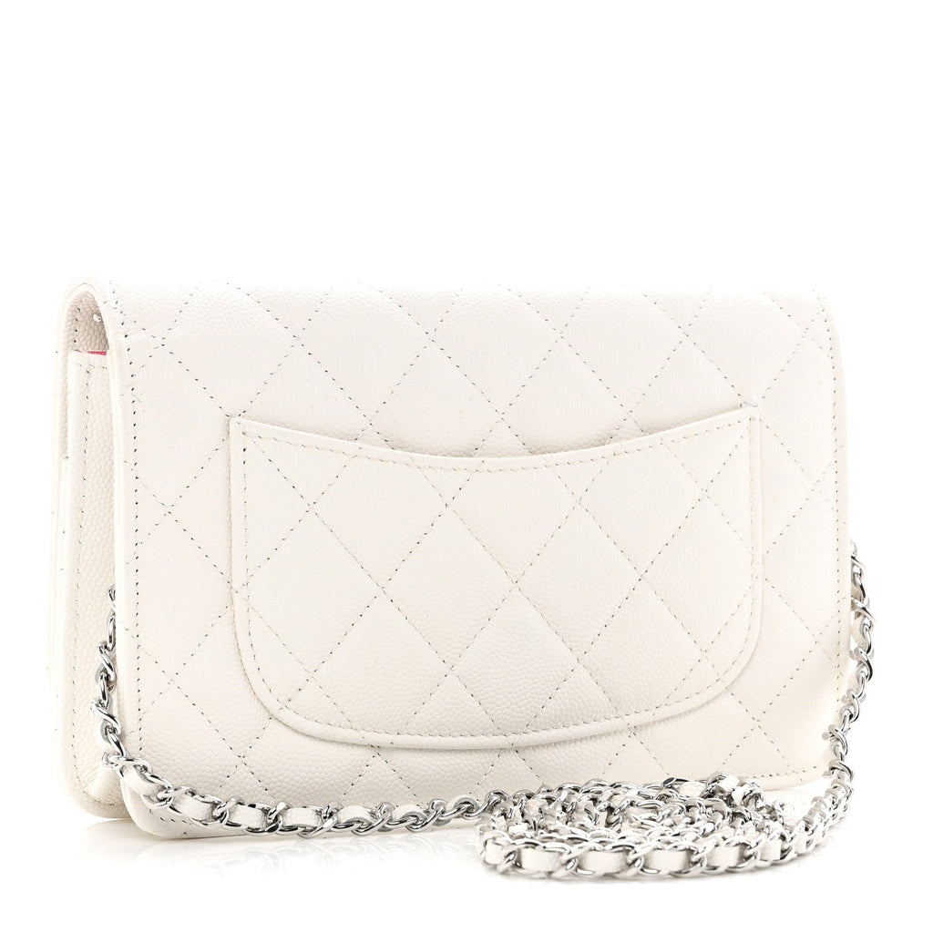 Chanel Caviar Quilted Chanel 19 Wallet On Chain WOC White Pink