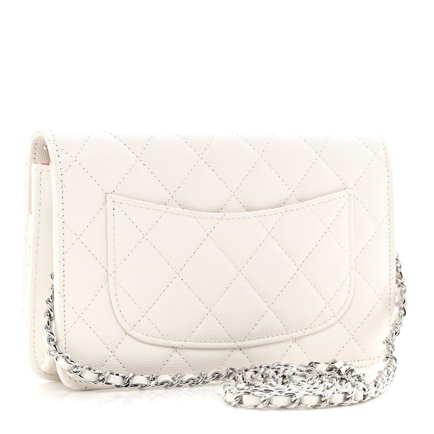 Chanel Caviar Quilted Chanel 19 Wallet On Chain WOC White Pink