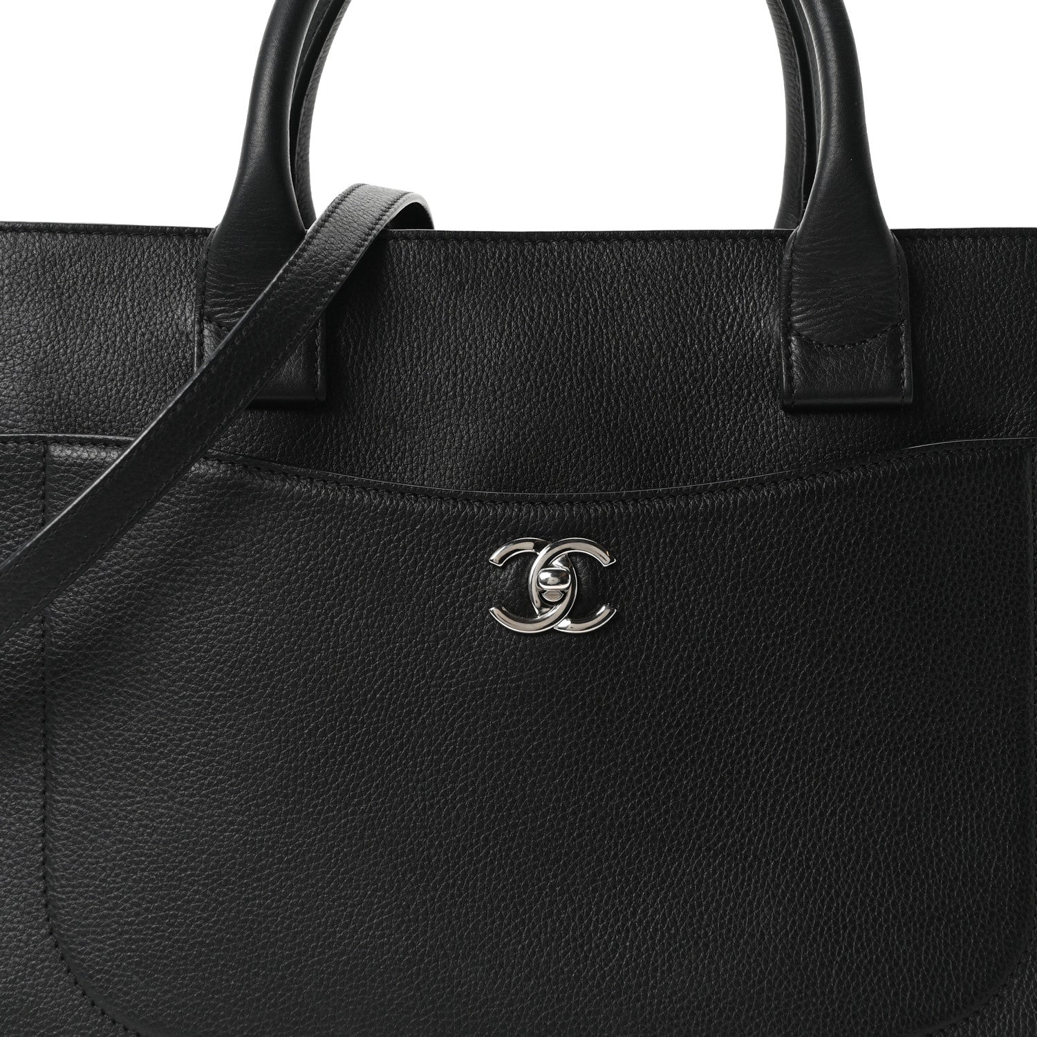 Chanel Grained Calfskin Medium Neo Executive Shopper Tote Black