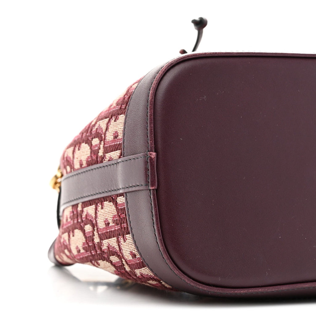 Christian Dior Oblique Drawstring Chain Bucket Bag Burgundy