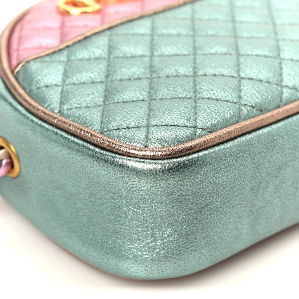 Gucci Laminated Nappa Trapuntata Mini Zumi Dome Shoulder Bag Rosa Lago Rame