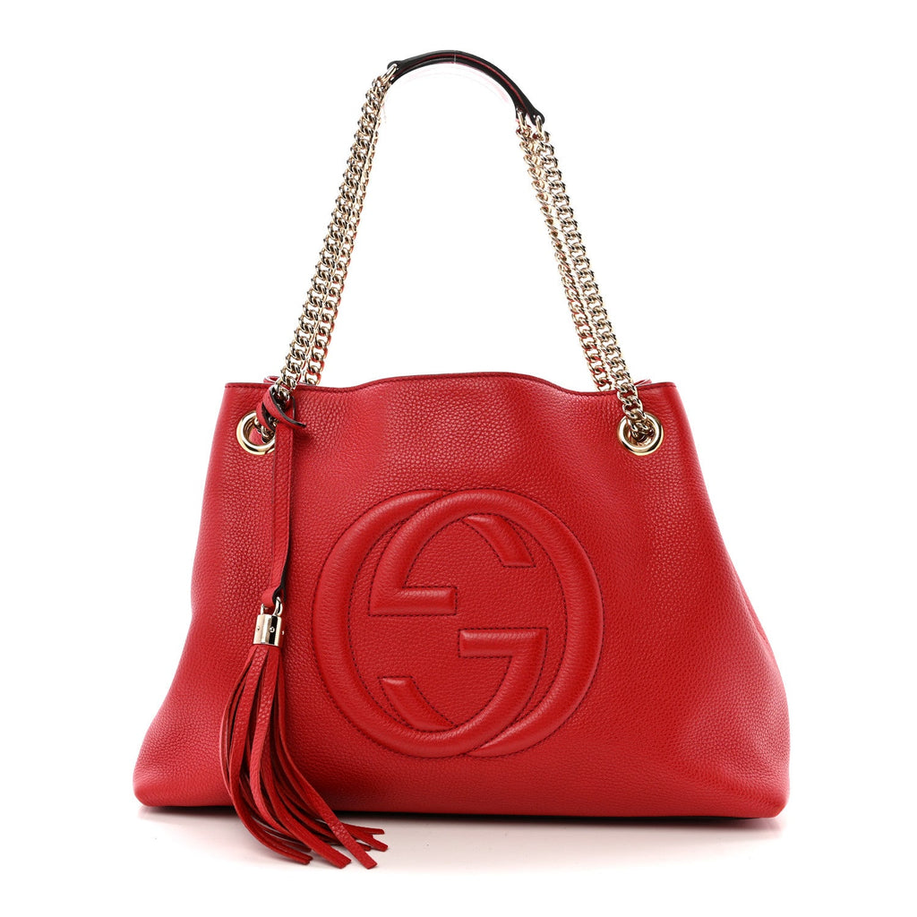 Gucci Cellarius Calfskin Medium Soho Chain Shoulder Bag Vibrant Red