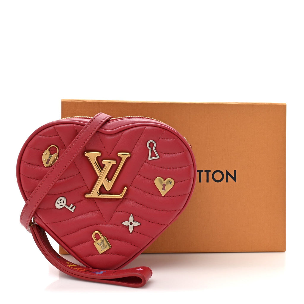 Louis Vuitton Calfskin Embellished New Wave Love Lock Heart Bag Ecarlate