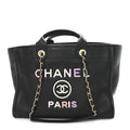 Chanel Calfskin Medium Deauville Tote Black Multicolor