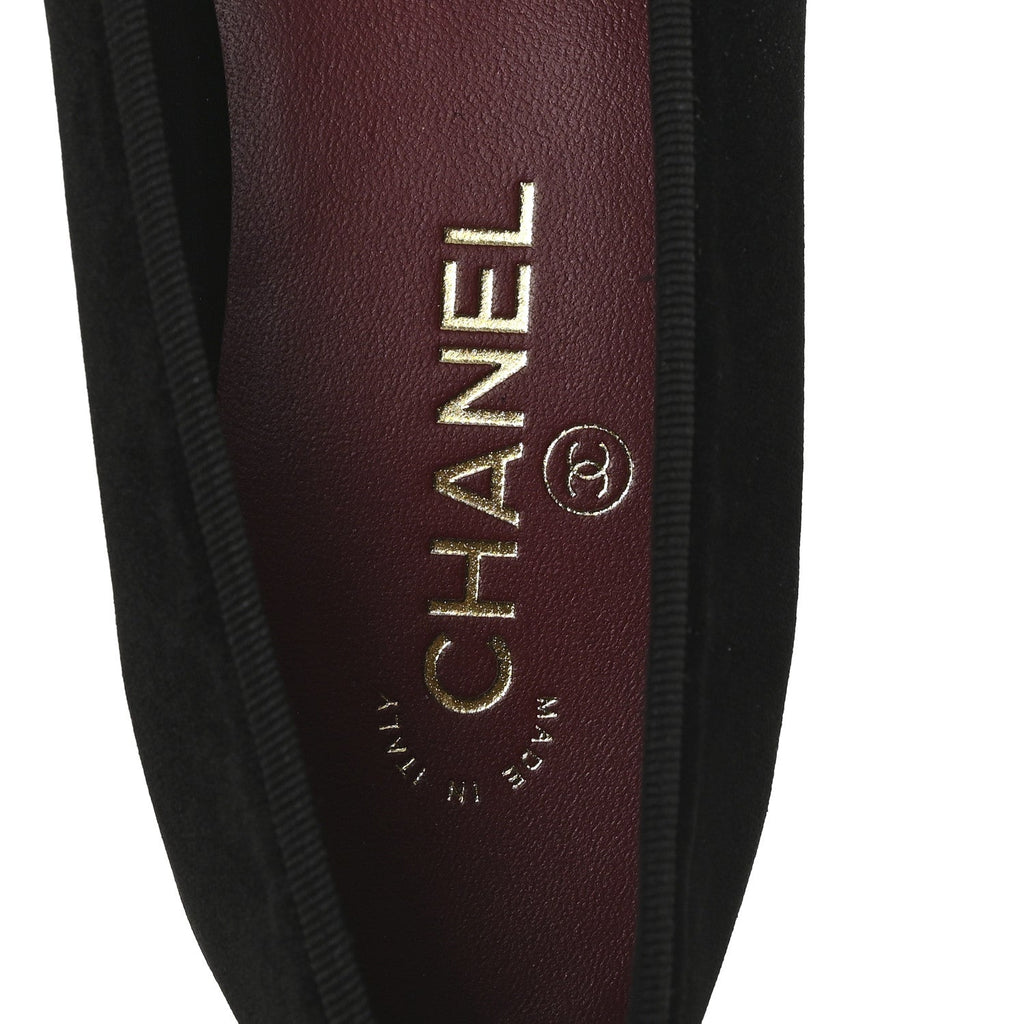 Chanel Suede Cap Toe CC Ballerina Flats 41 Black