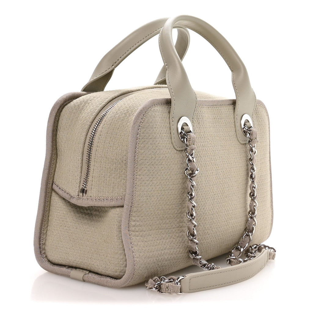Chanel Canvas Deauville Small Bowling Bag Grey