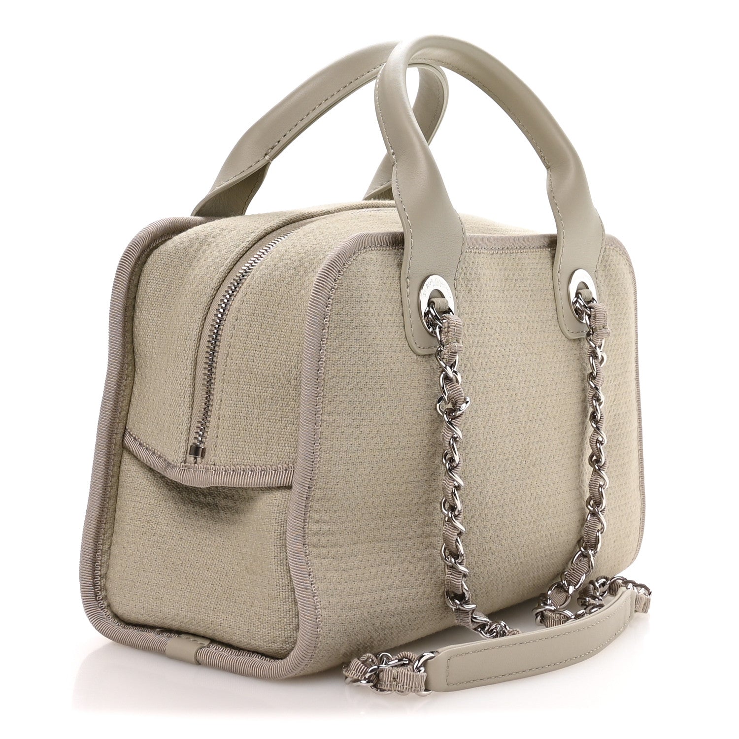 Chanel Canvas Deauville Small Bowling Bag Grey