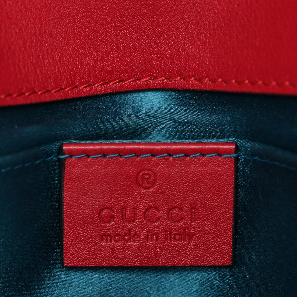 Gucci Velvet Matelasse Mini GG Marmont Shoulder Bag Hibiscus Red