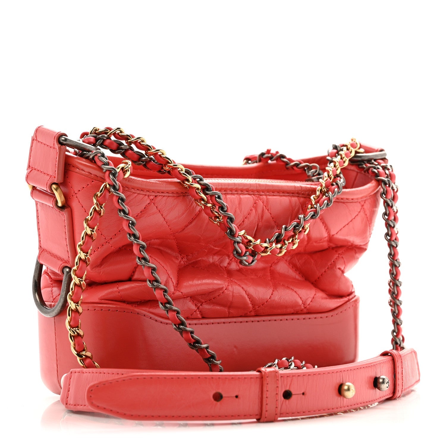Chanel Aged Calfskin Quilted Small Gabrielle Hobo Pink