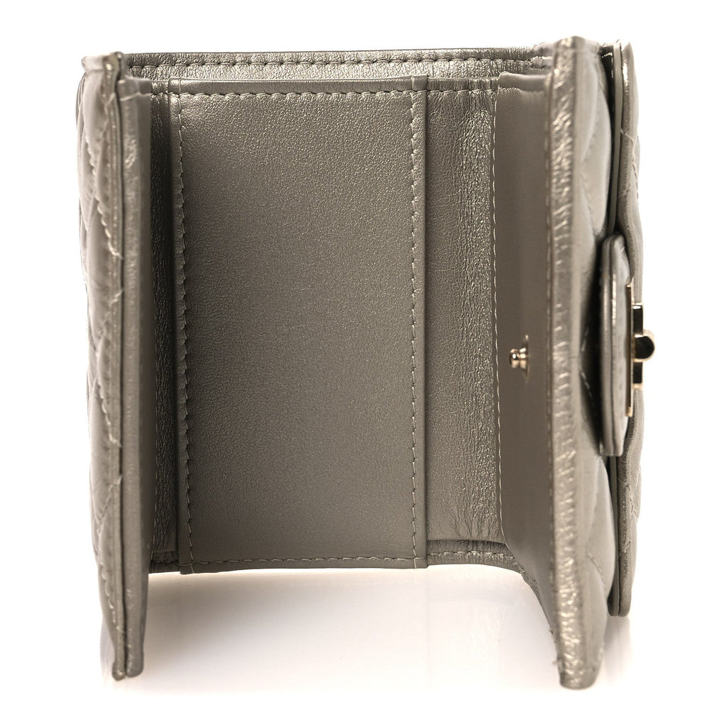 Metallic Aged Calfskin Quilted Reissue Compact Wallet Gold