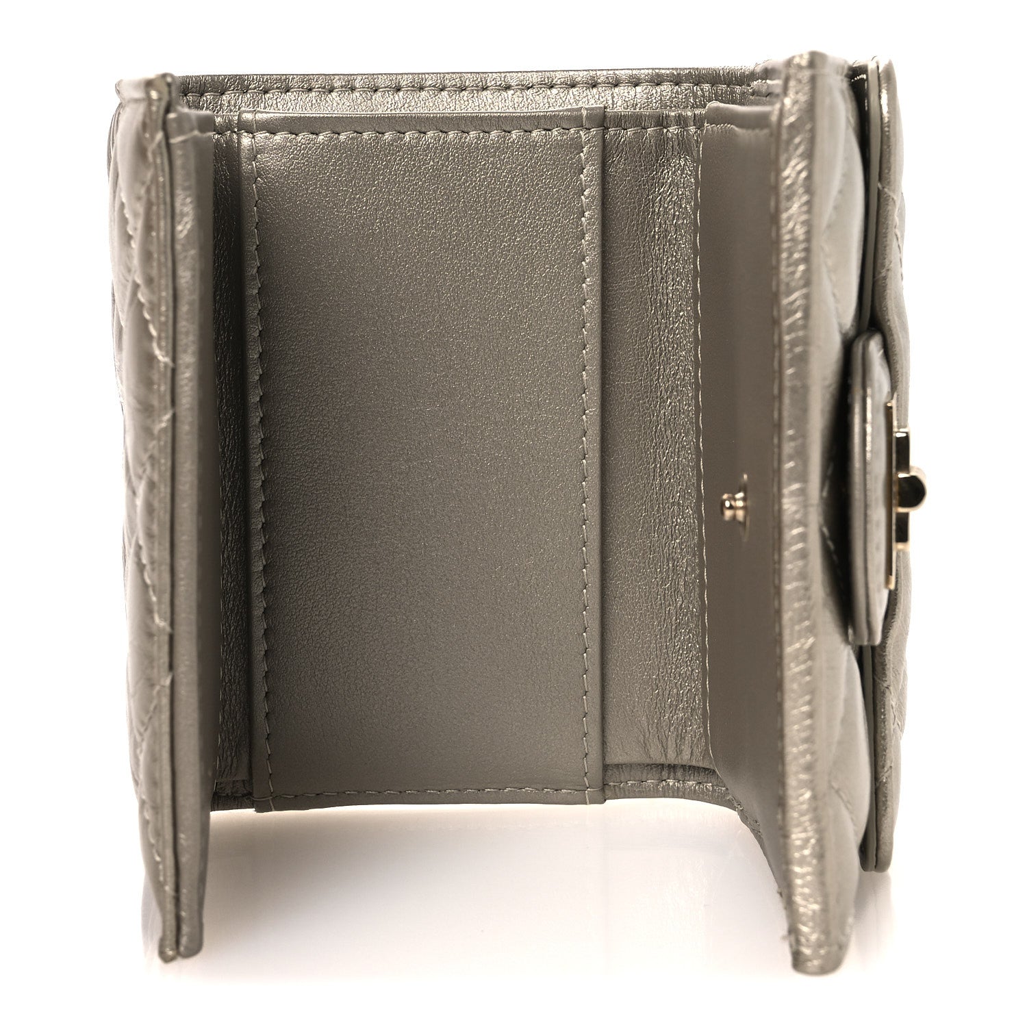 Metallic Aged Calfskin Quilted Reissue Compact Wallet Gold