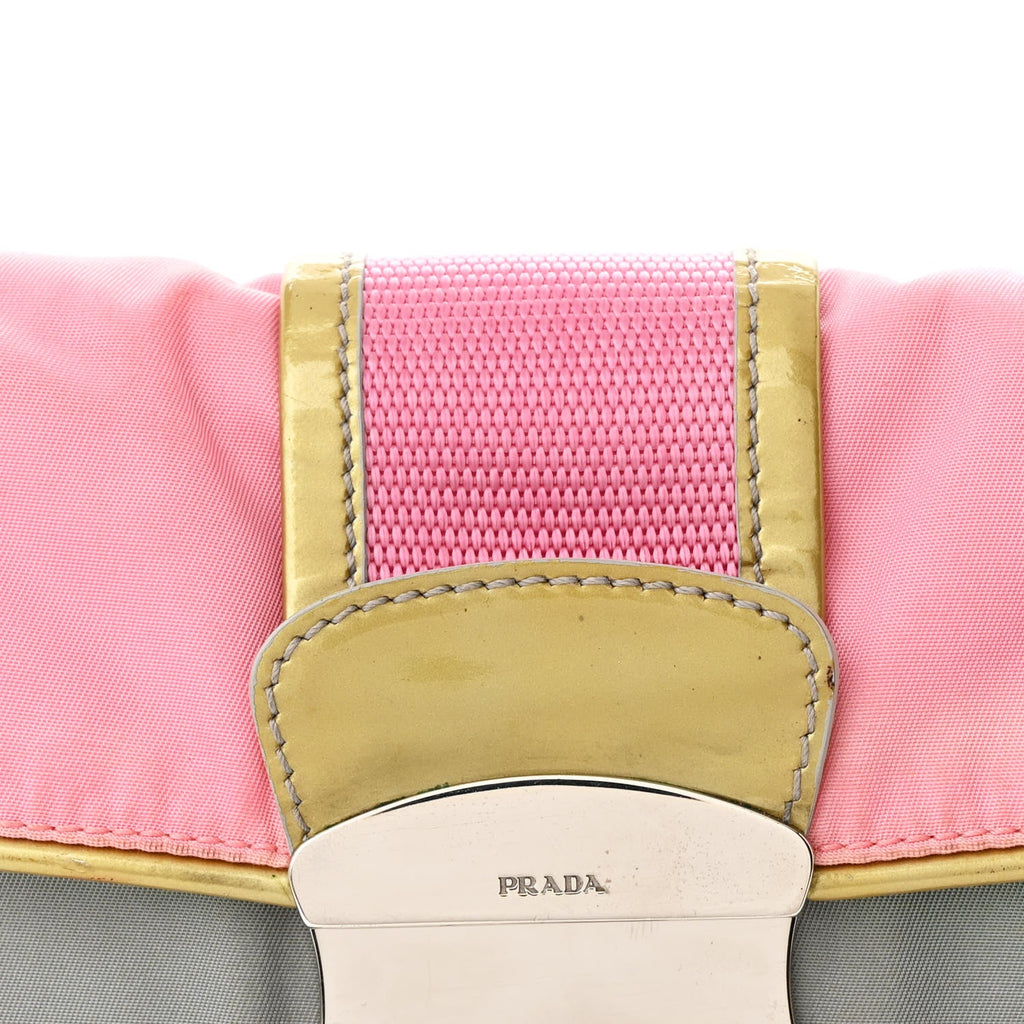 Prada Nylon Vernice Belt Bag Pink Gray