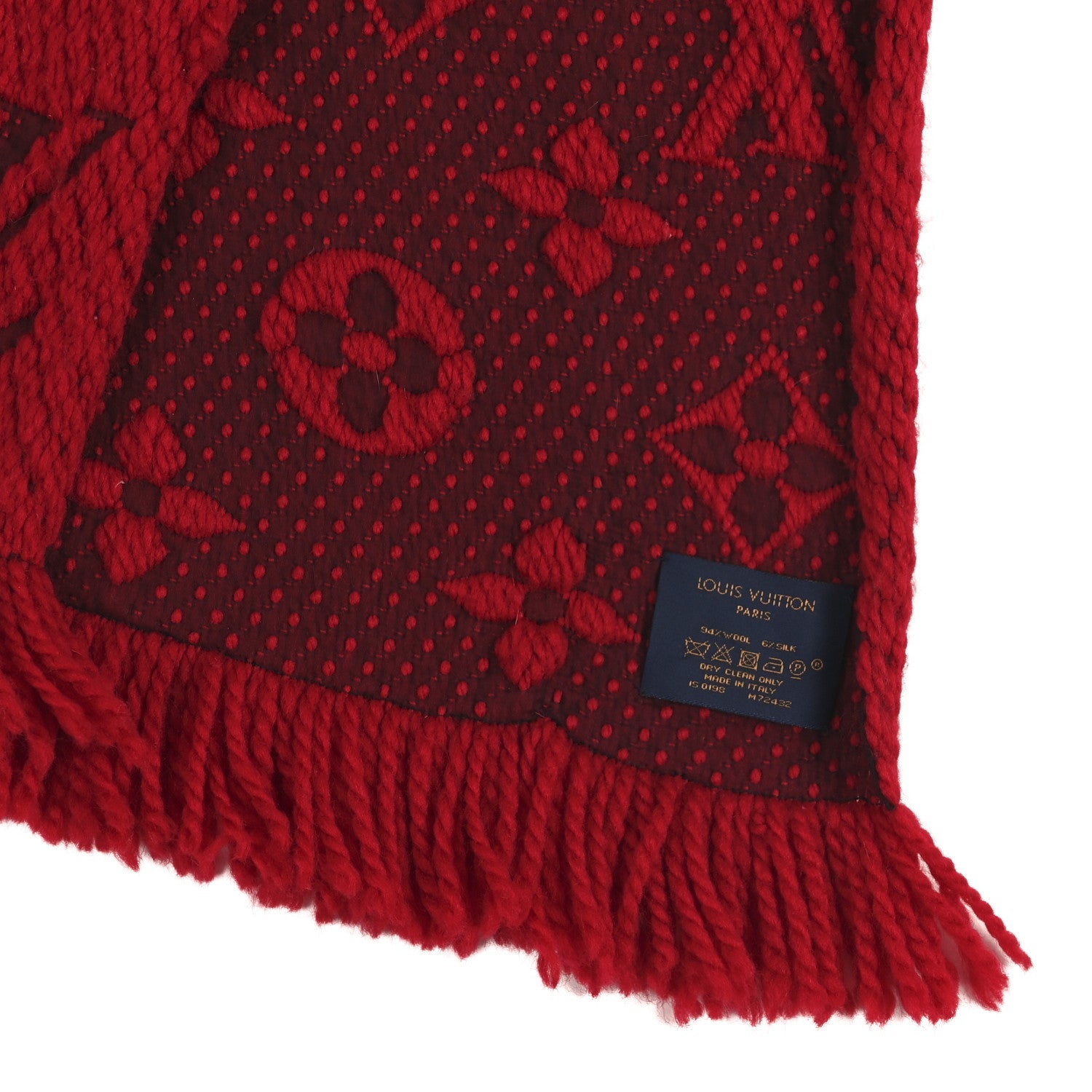 Louis Vuitton Wool Silk Logomania Scarf Rubis