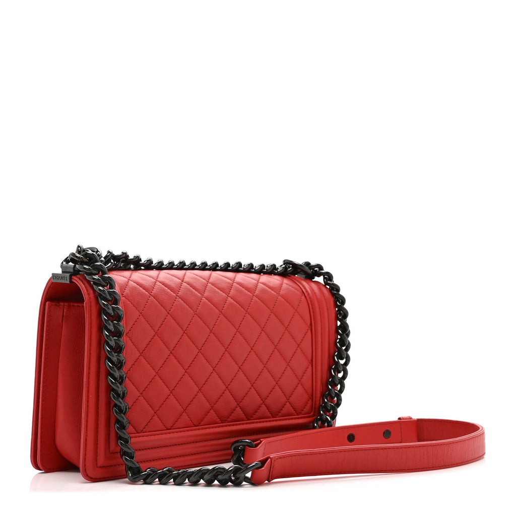 Chanel Calfskin Quilted Medium Boy Flap Red