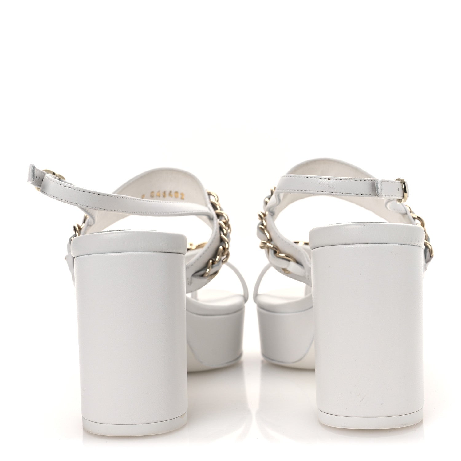 Lambskin Chain Platform Sandals 39 White
