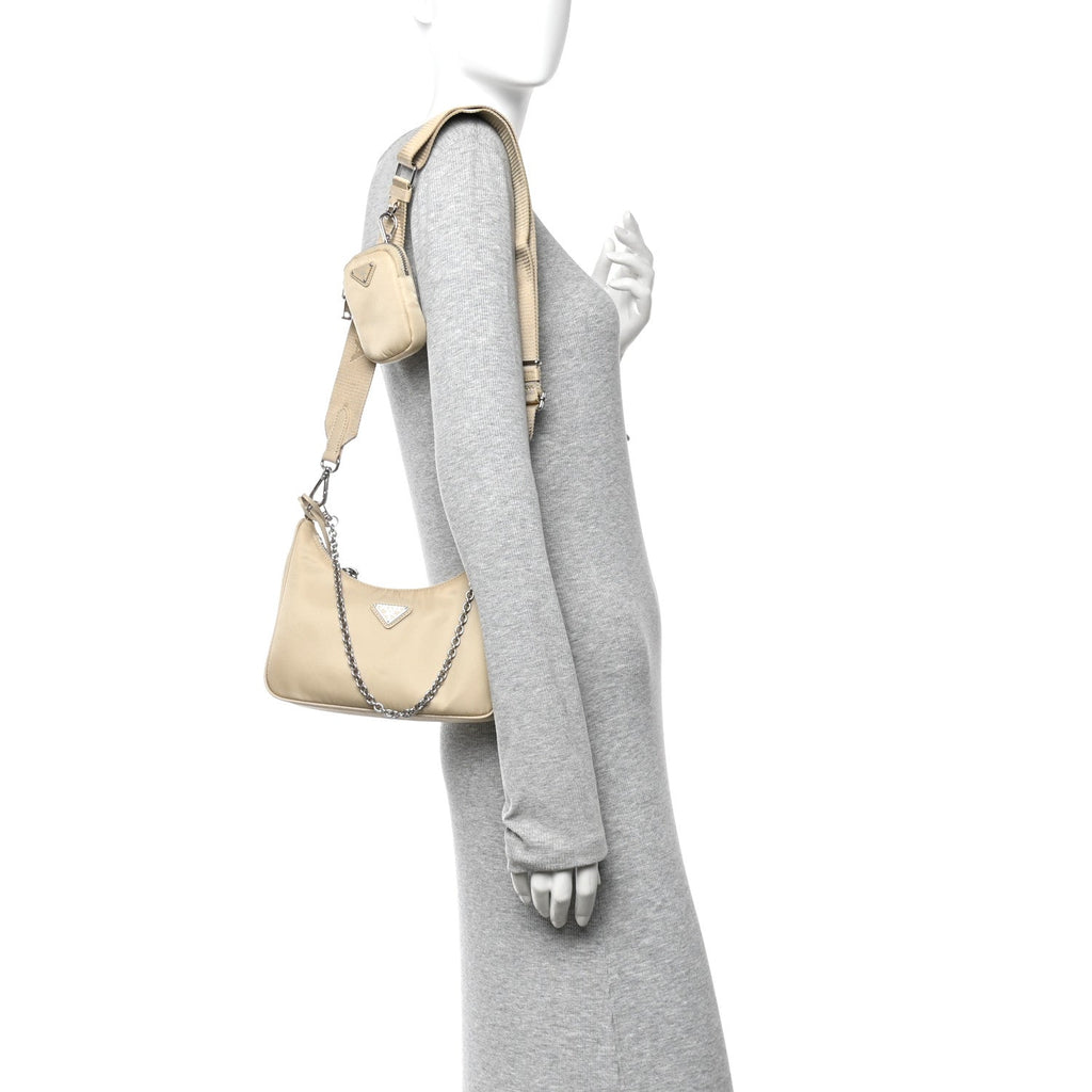 Prada Nylon Re-Edition 2005 Shoulder Bag Cammeo