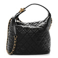 Chanel Lambskin Quilted Large Perfect Meeting Hobo Black
