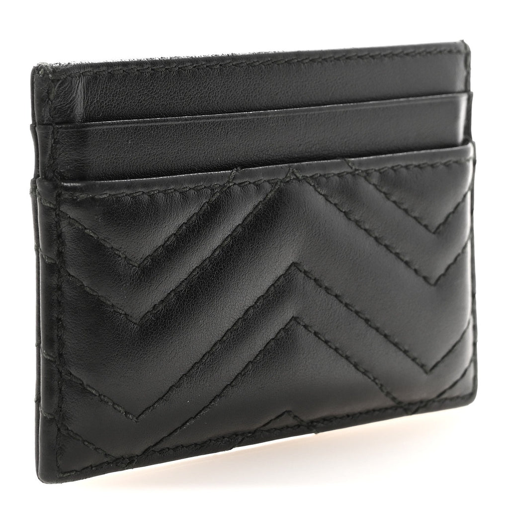 Gucci Calfskin Matelasse GG Marmont Card Holder Black