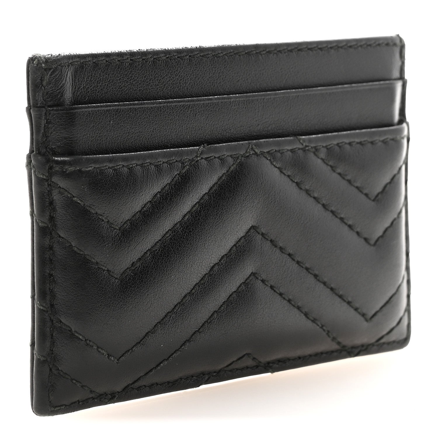 Gucci Calfskin Matelasse GG Marmont Card Holder Black