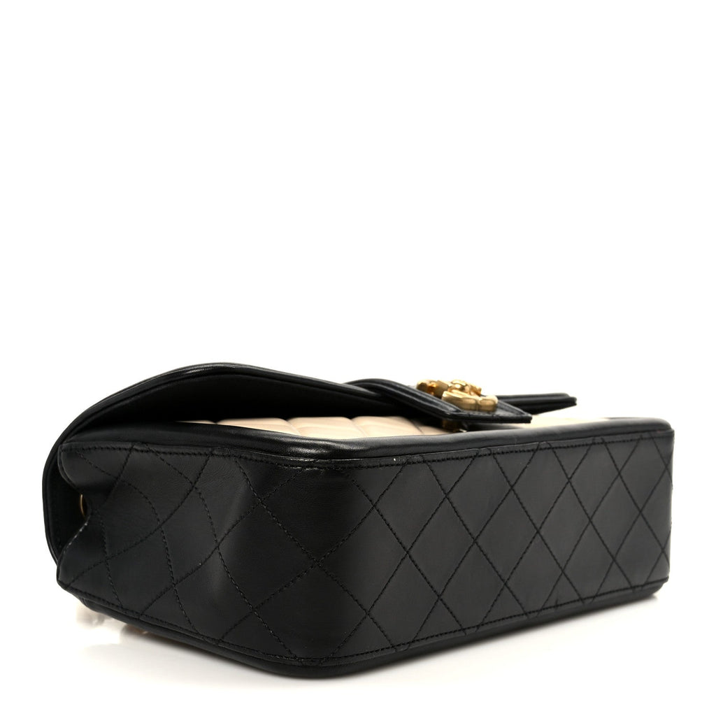 Chanel Lambskin Quilted Medium Elegant CC Flap Beige Black