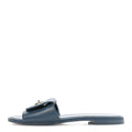 Lambskin Quilted Turnlock Flat Mules 39.5 Dark Blue