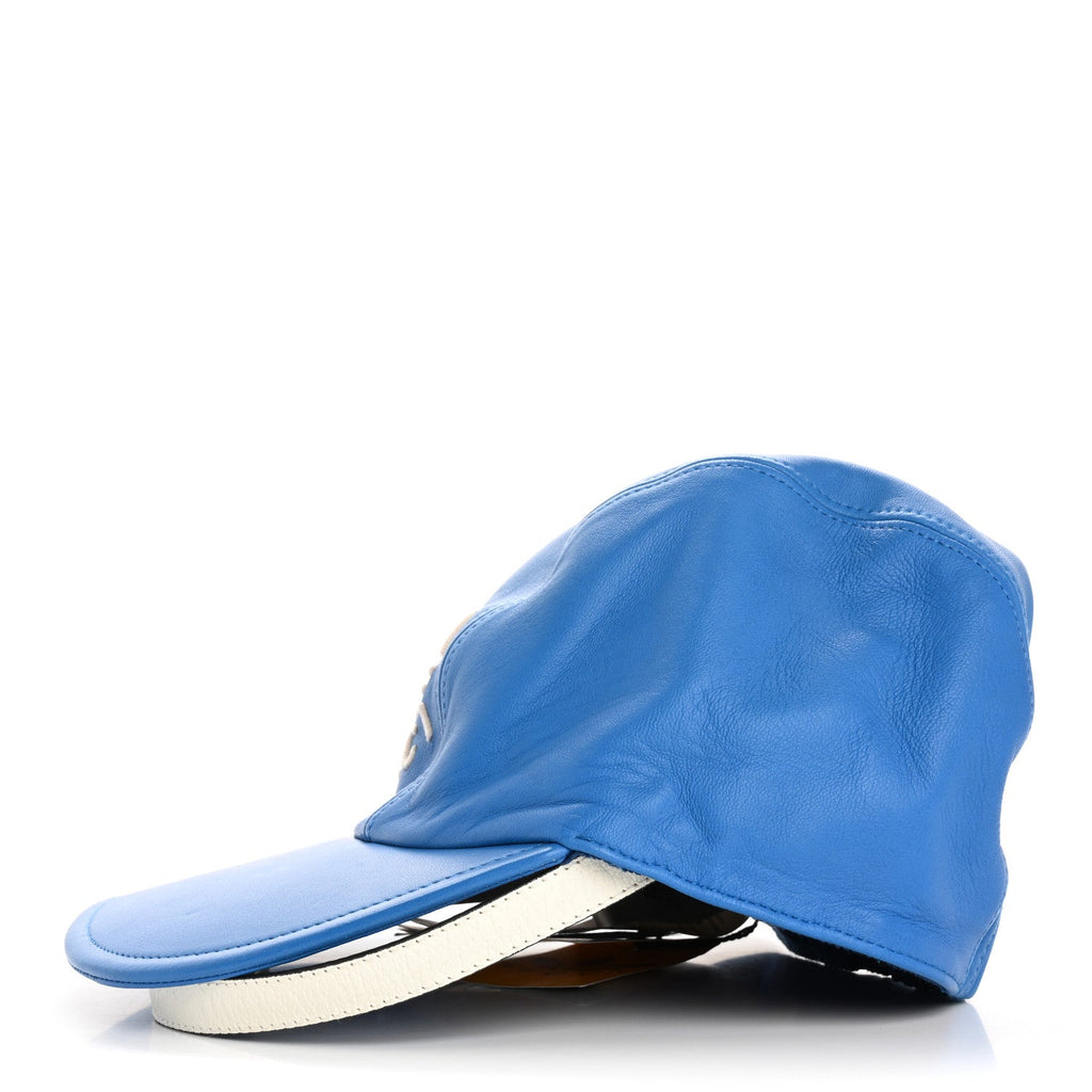 Gucci X ADIDAS Lambskin Trefoil Stefanos Baseball Hat XL Blue