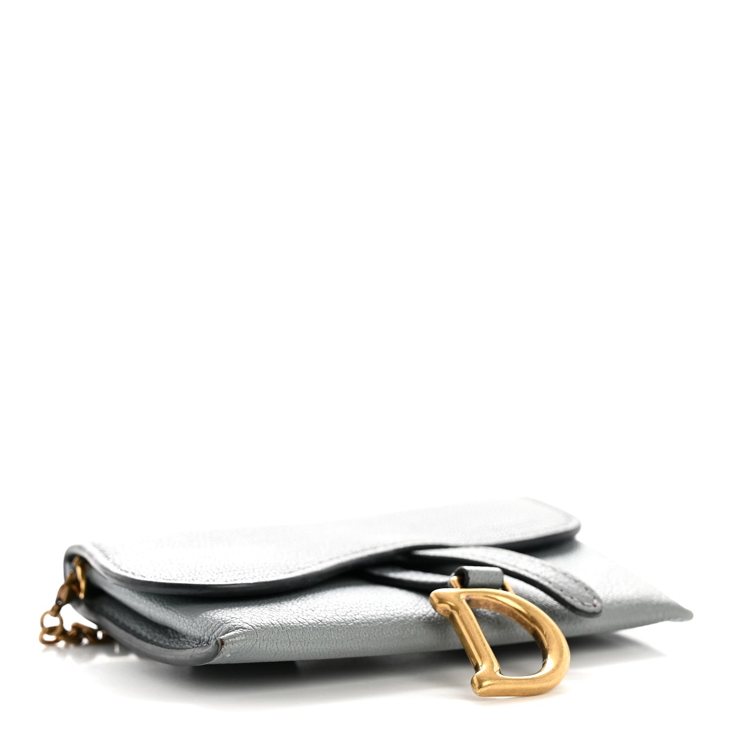 Christian Dior Goatskin Nano Saddle Chain Pouch Blue