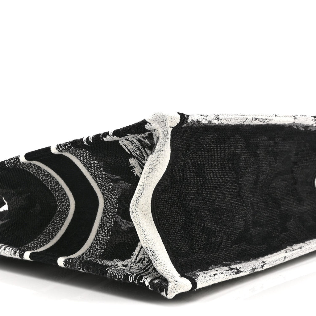 Christian Dior Canvas Embroidered Medium Paris Book Tote Black White