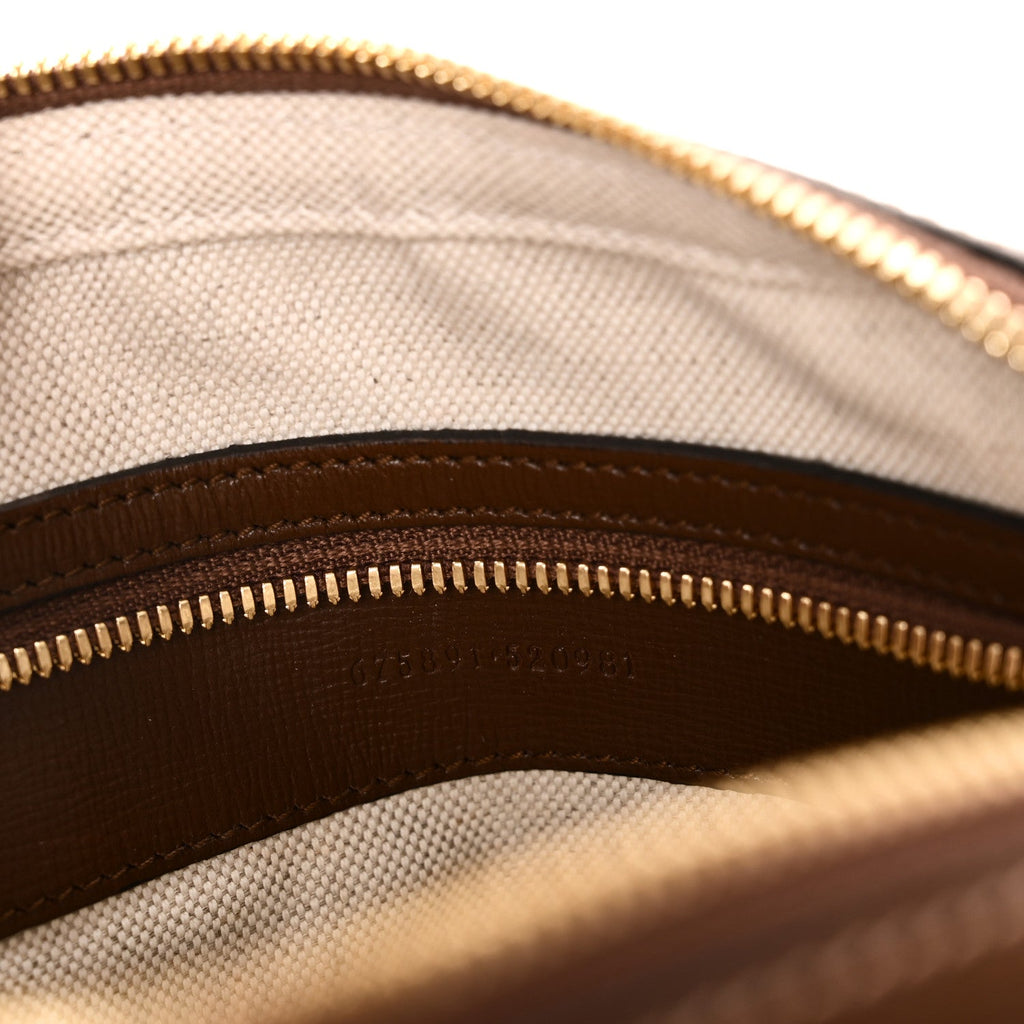 Gucci GG Supreme Monogram Azalea Calfskin Retro Interlocking G Messenger Shoulder Bag Beige Ebony Brown Sugar