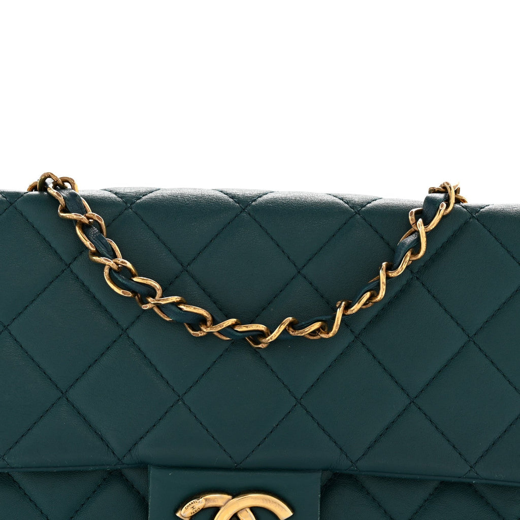 Chanel Lambskin Quilted Mini Rectangular Flap Dark Blue