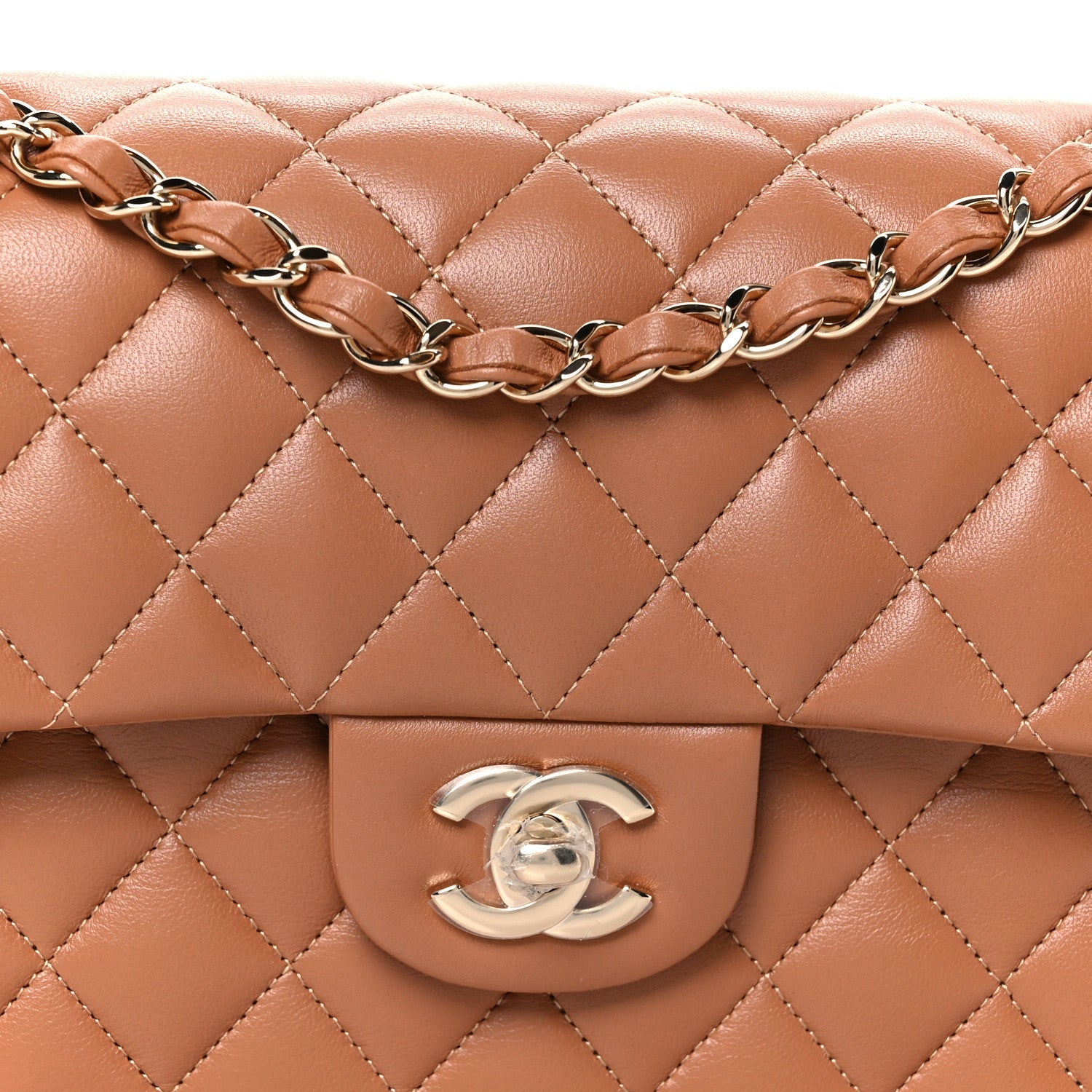 Chanel Lambskin Quilted Small Double Flap Brown