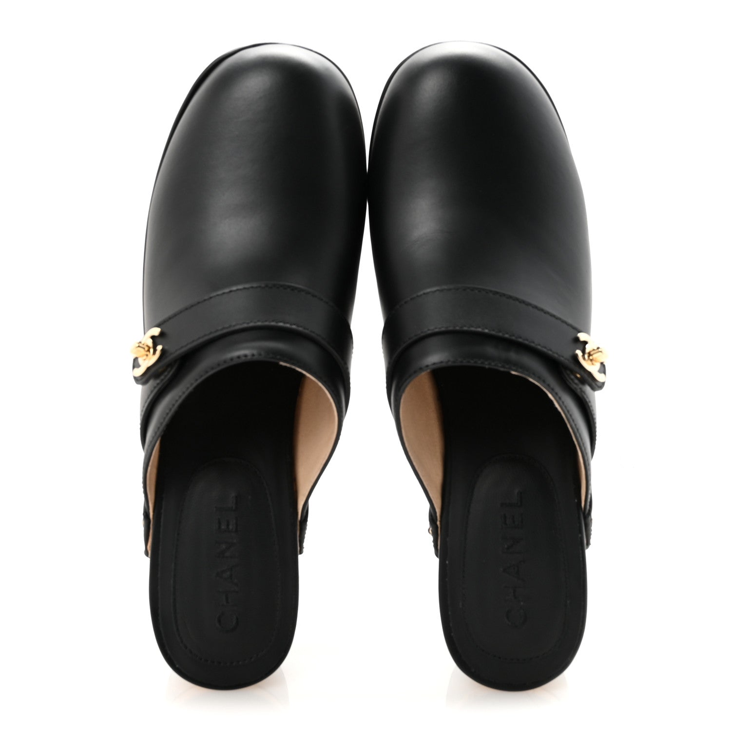 Calfskin CC Turn Lock Clogs 41 Black