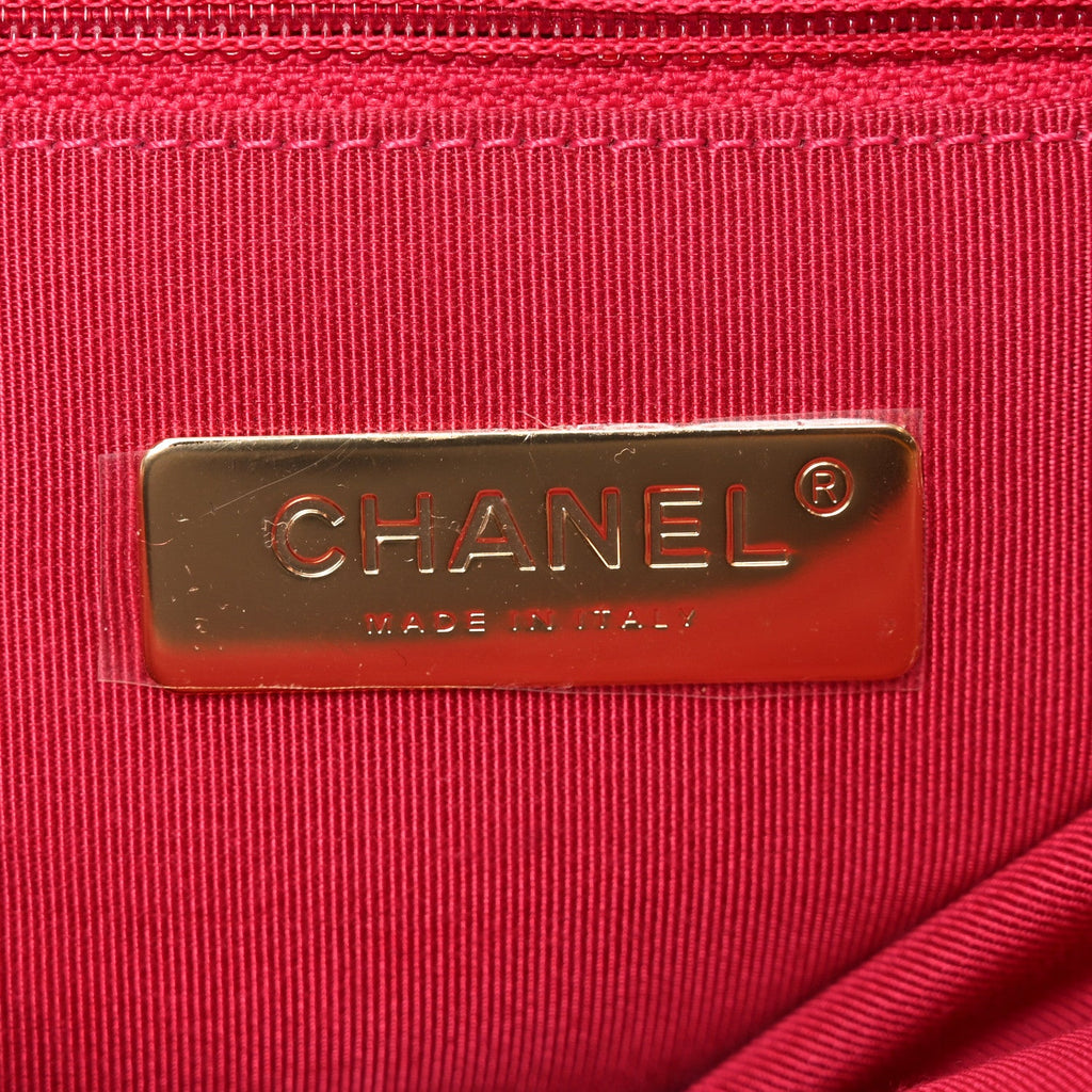 Chanel Goatskin Quilted Large Chanel 19 Flap Dark Pink