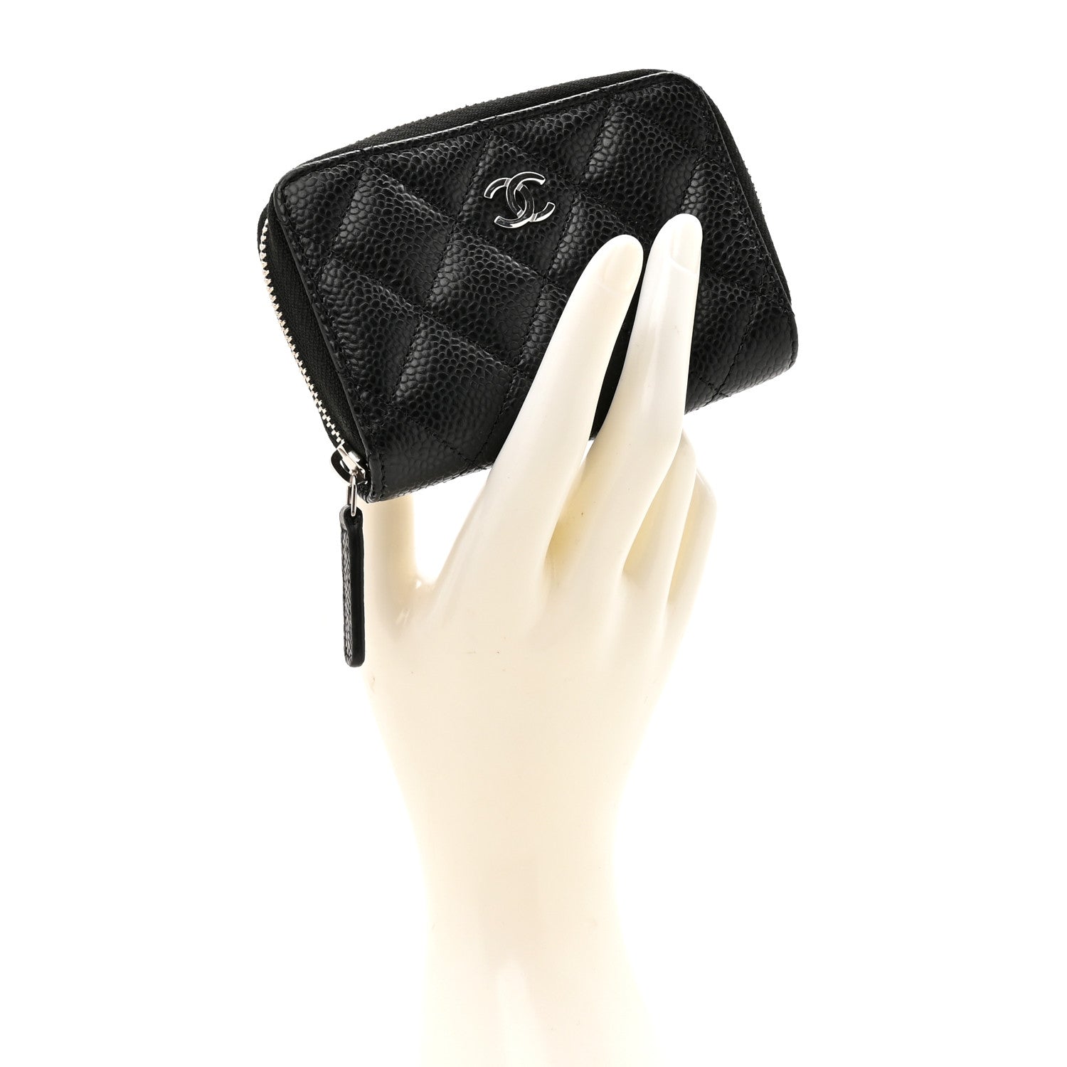 Caviar Quilted Zip Coin Purse Black