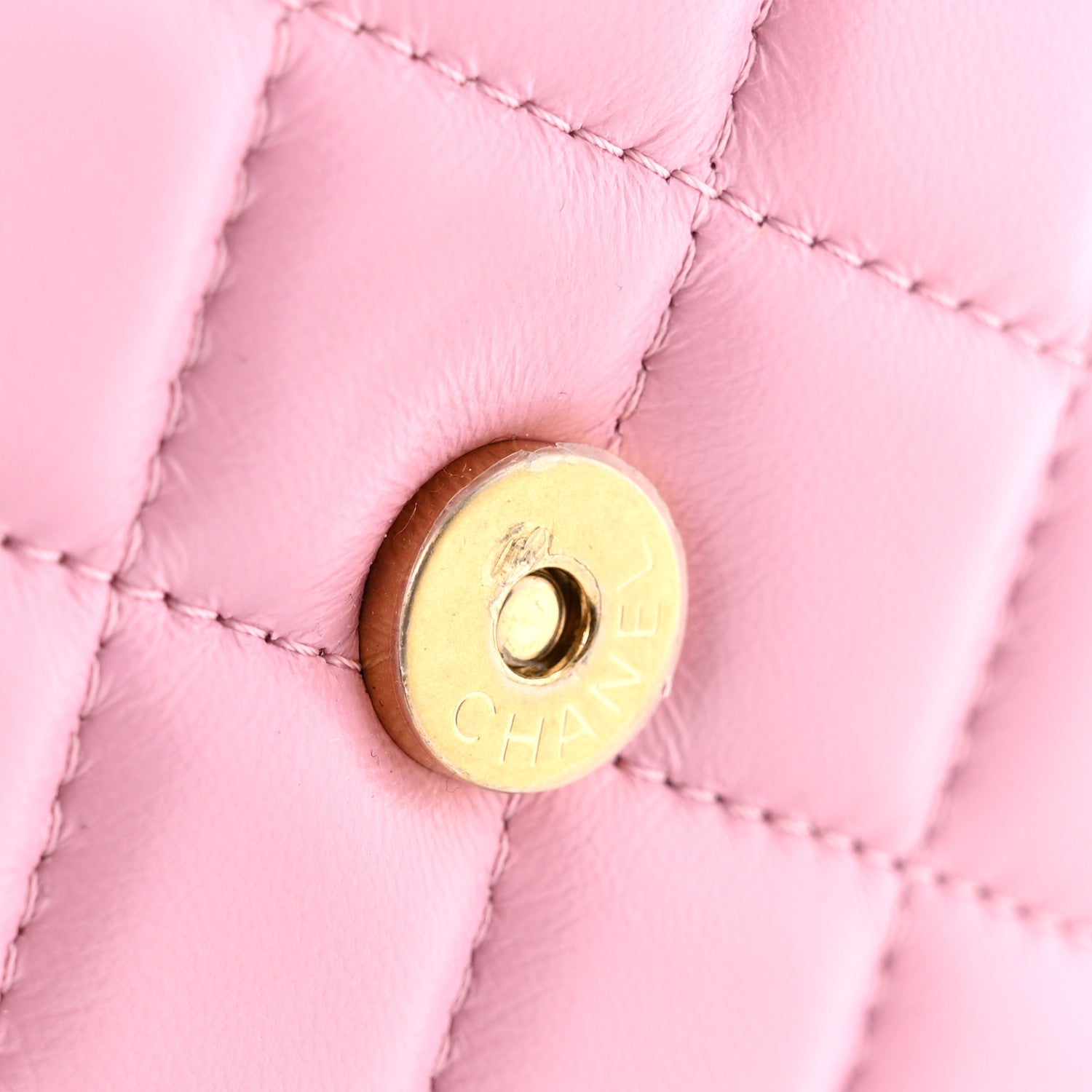 Chanel Lambskin Quilted Lacquered Chain Phone Holder With Chain Dark Pink
