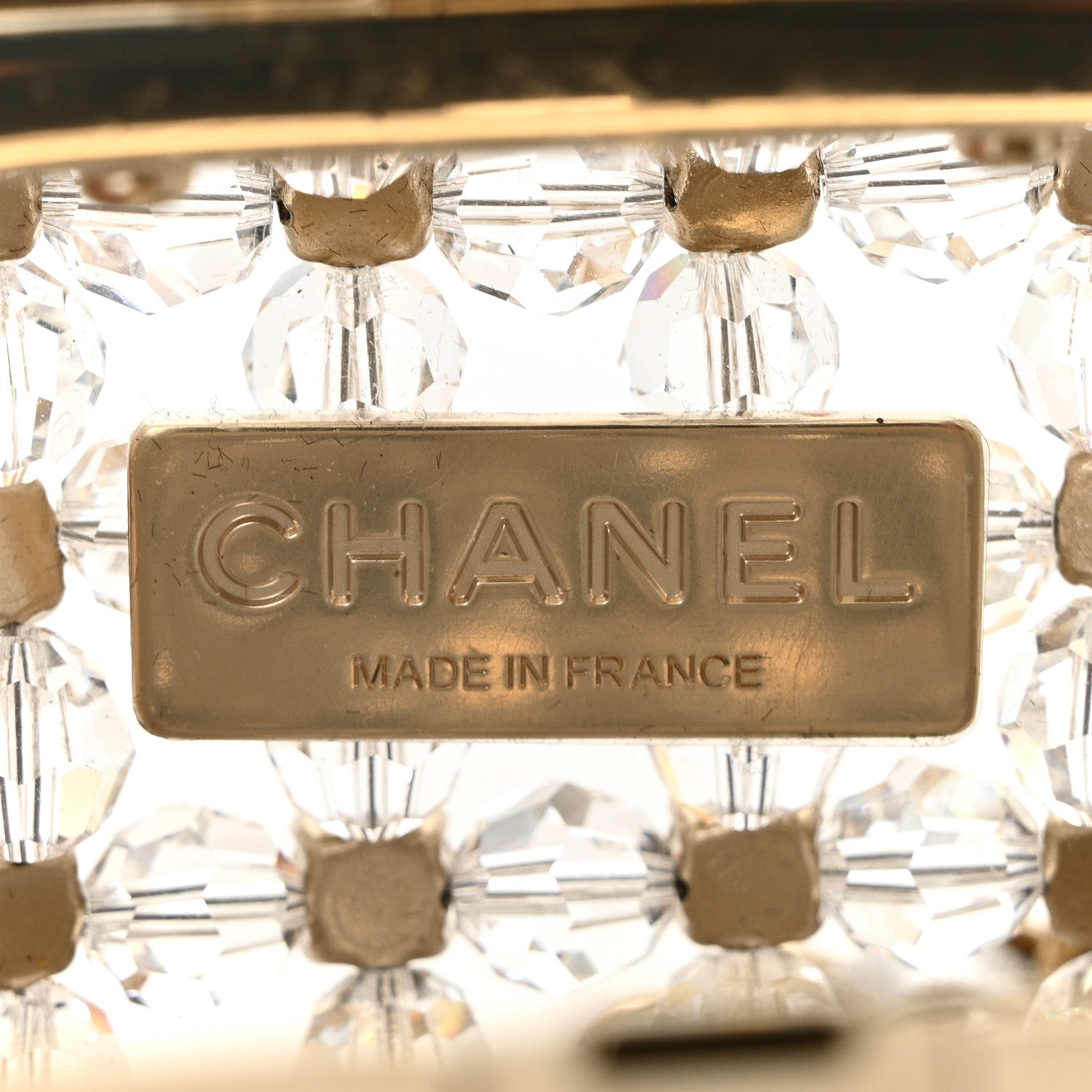 Chanel Metal Bead Crystal Minaudiere CC Mini Evening Bag Gold Multicolor