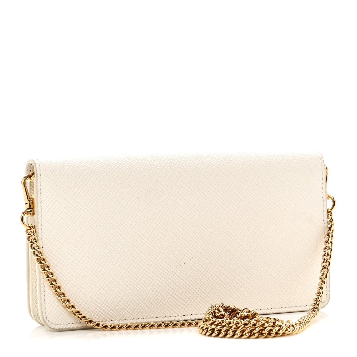 Prada Saffiano Cuir Triangle Logo Miniborse White