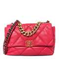 Chanel Goatskin Quilted Large Chanel 19 Flap Dark Pink