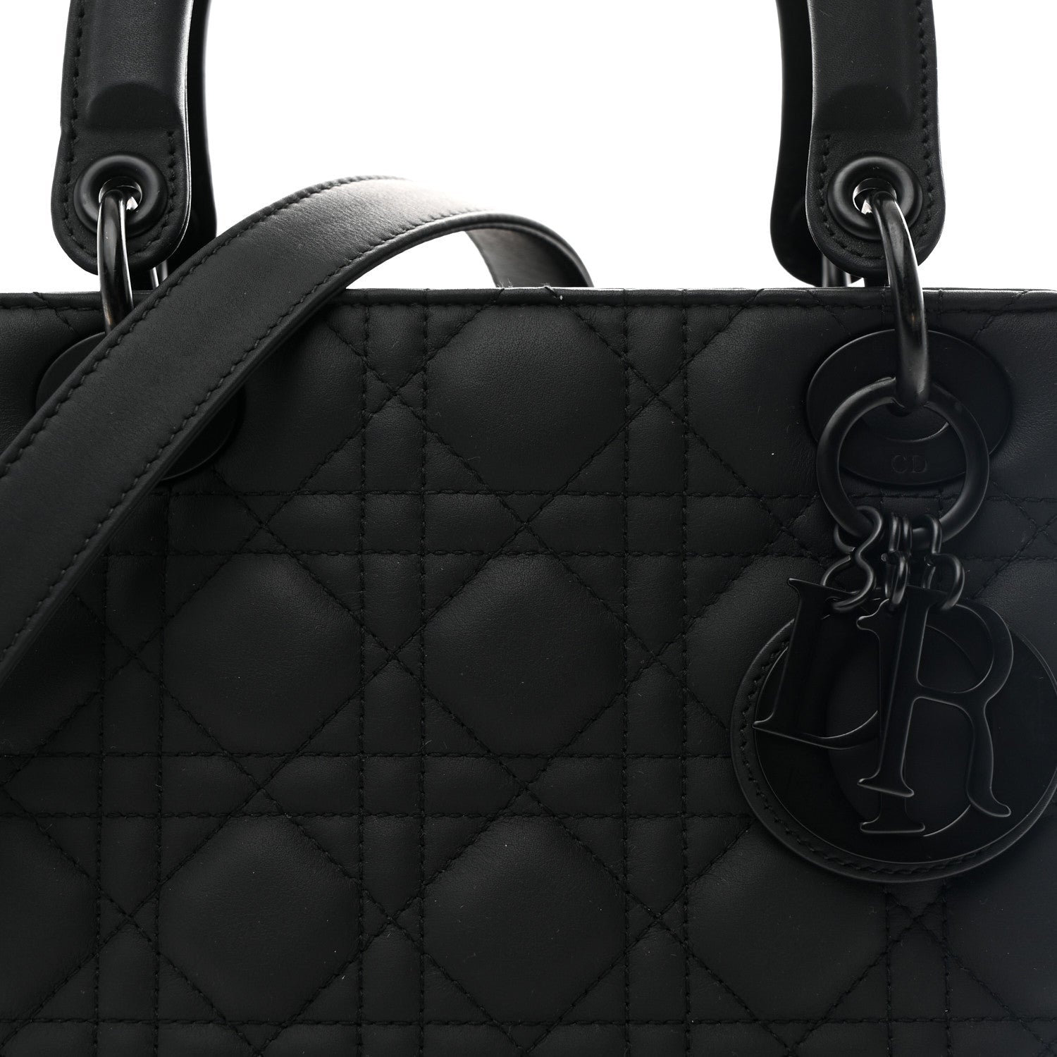 Christian Dior Ultra Matte Calfskin Cannage Medium Lady Dior Black