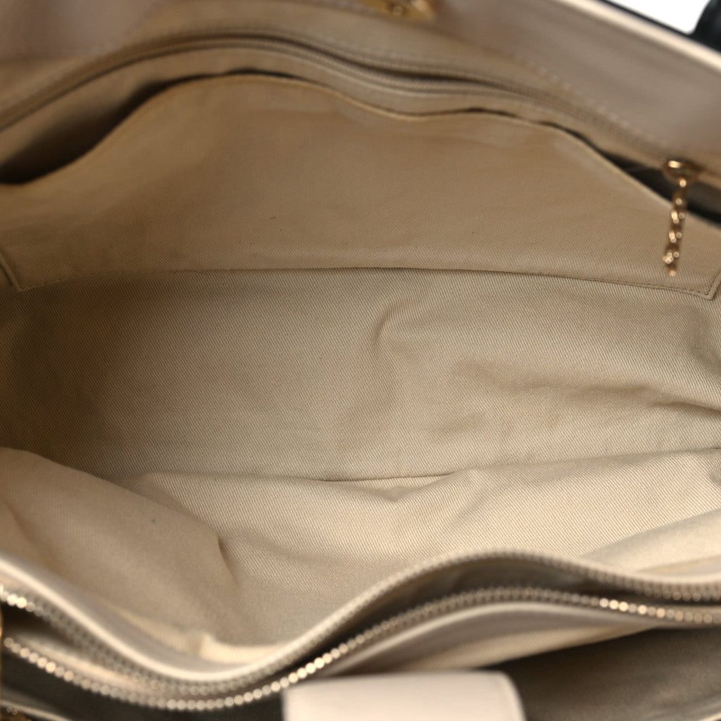 Chanel Grained Calfskin Medium Bi-Color Neo Executive Shopper Tote Black Beige