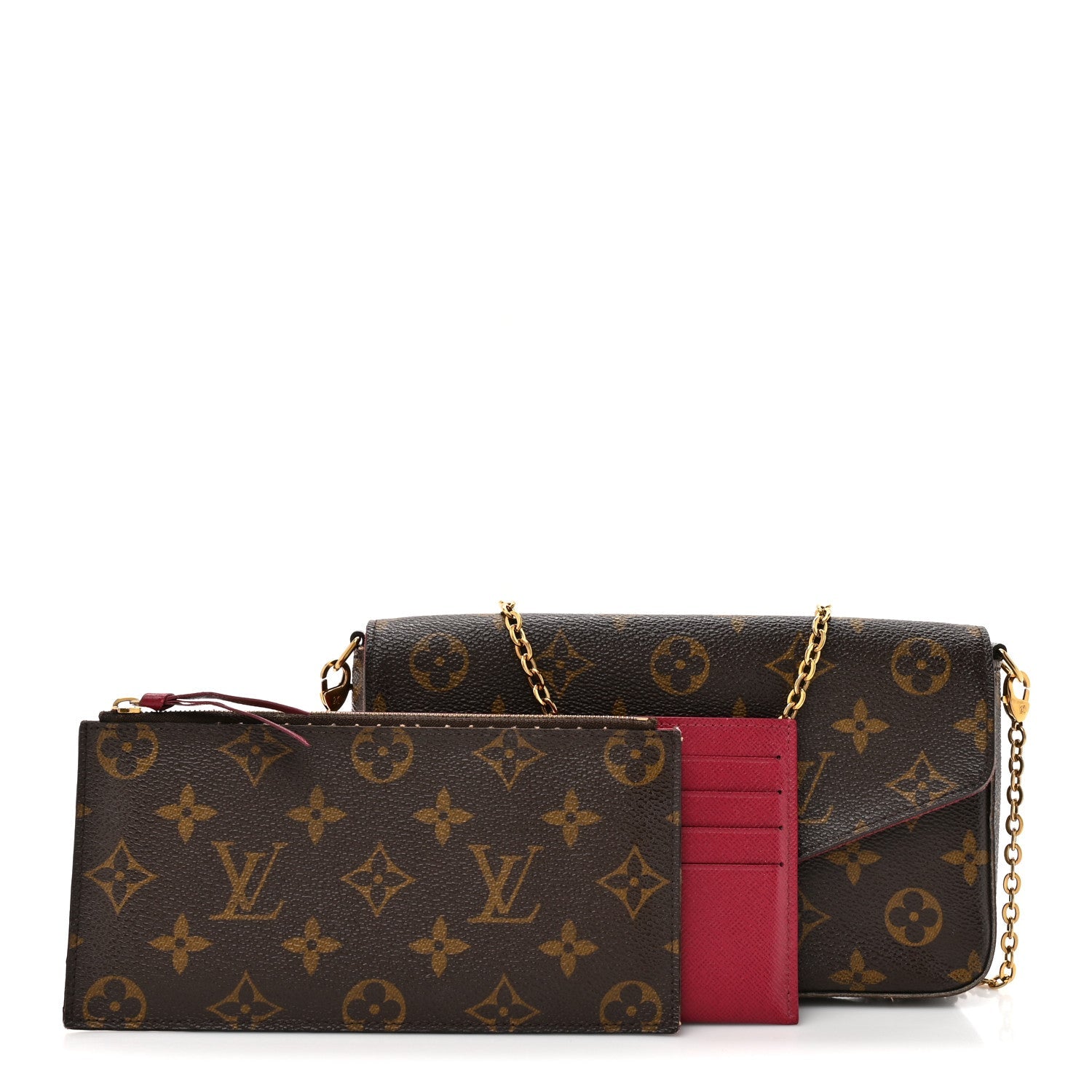 Louis Vuitton Monogram Pochette Felicie Chain Wallet Fuchsia