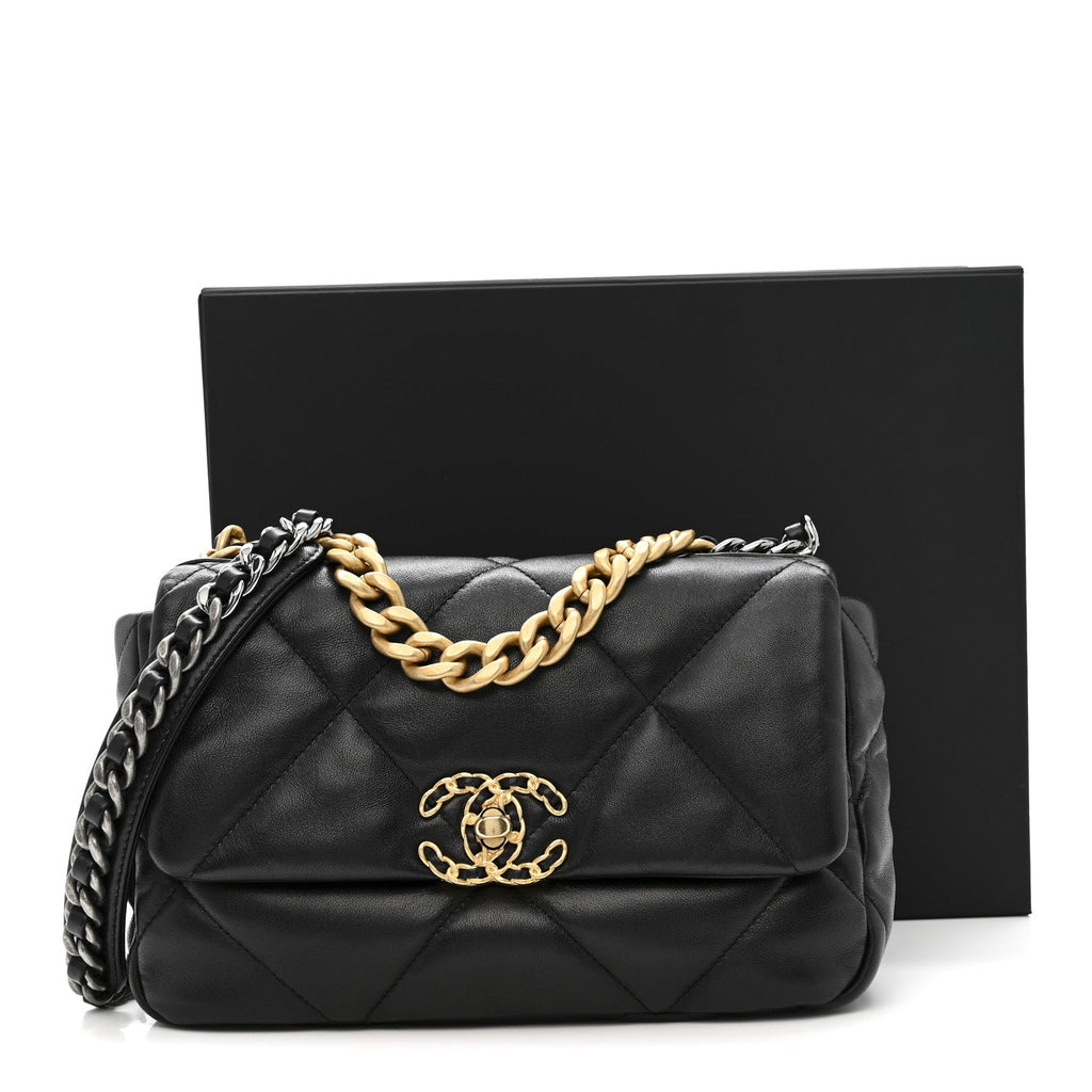 Chanel Lambskin Quilted Medium Chanel 19 Flap Black