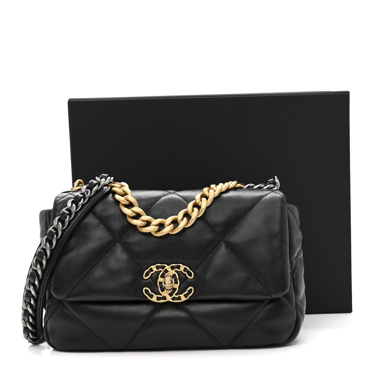 Chanel Lambskin Quilted Medium Chanel 19 Flap Black
